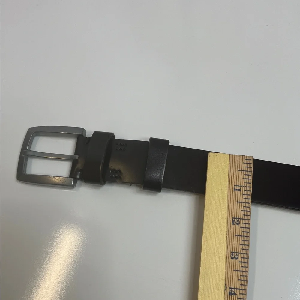 Brown Leather Belt with Silver Buckle